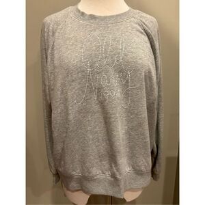Old Navy L vintage grey cropped embroidered front crew neck sweatshirt EUC